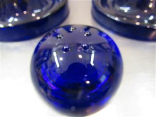 VINTAGE LOT OF 7 COBALT BLUE GLASS CANDLE HOLDERS